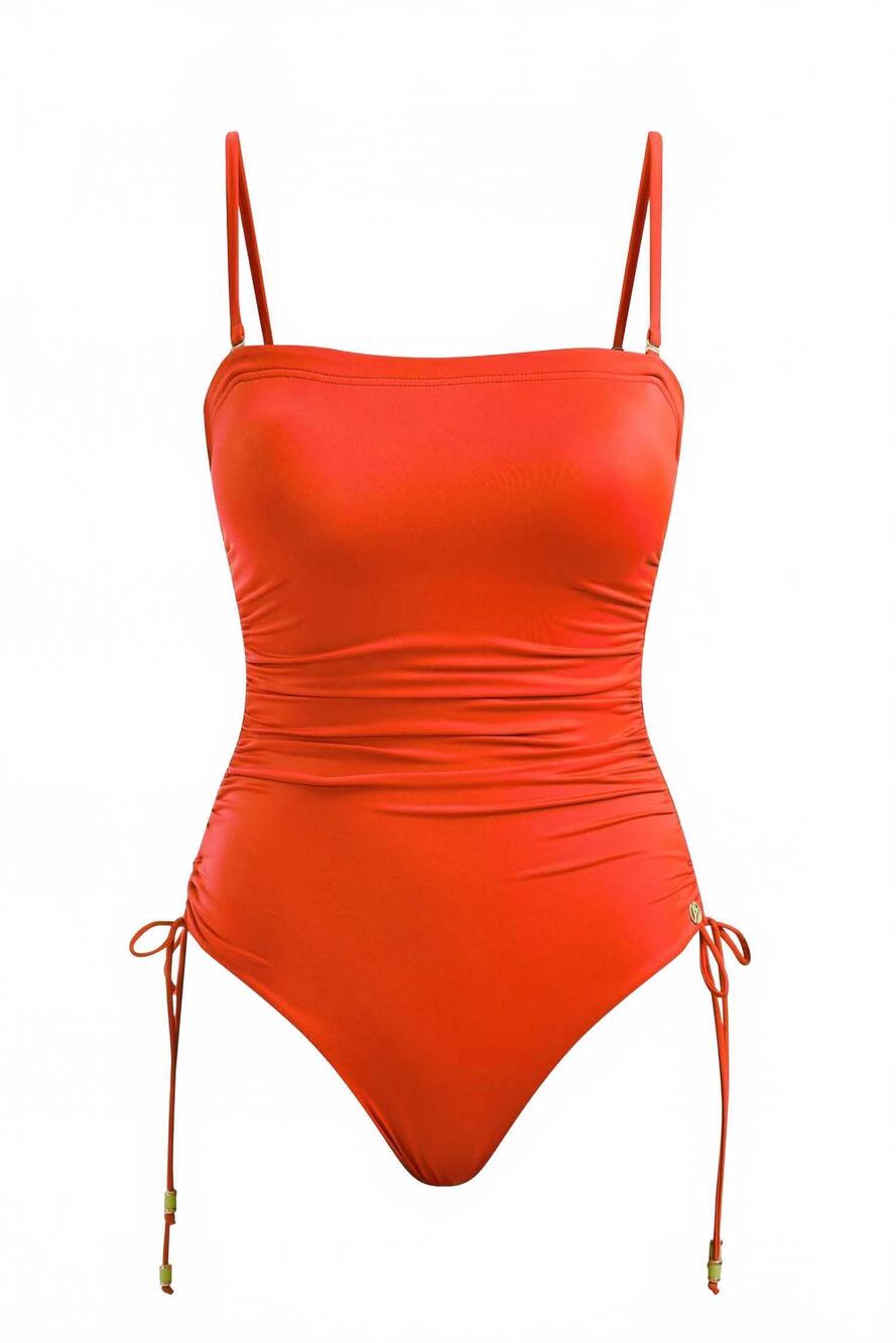 NEW BAYE LONDON women's ruched side swimsuit in coral
